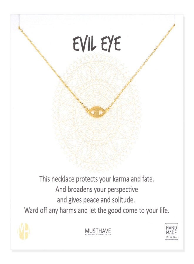 MUSTHAVE Evil Eye 18K Gold Plated Necklace With Message Card, Yellow and White Color, Anchor Chain, Best Gift Necklace, Size 16 inch+ 2 inch Extender, Evil Eye Pendant, Gift Card (Yellow Gold) - Image 1